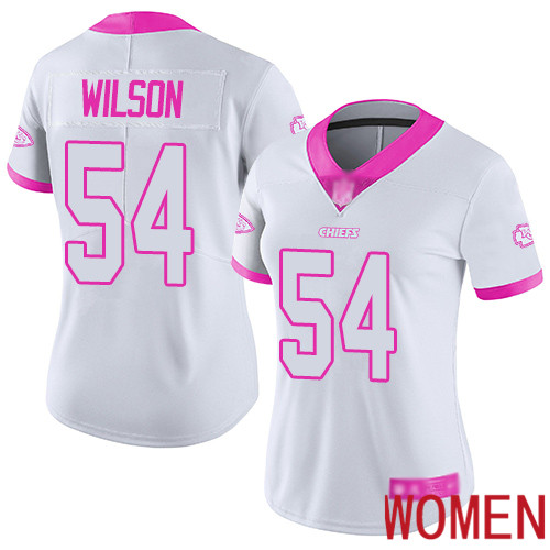 Women Kansas City Chiefs #54 Wilson Damien Limited White Pink Rush Fashion Nike NFL Jersey->nfl t-shirts->Sports Accessory